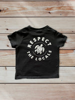 Load image into Gallery viewer, Back of respect the locals t-shirt, trendy shirt, beach shirt, sun shirt, white shirt, baby shirt, toddler shirt, beach vibes copy
